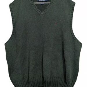 Vintage Polo Golf Ralph Lauren Sweater Vest Mens XL Green 100%Cotton Like New